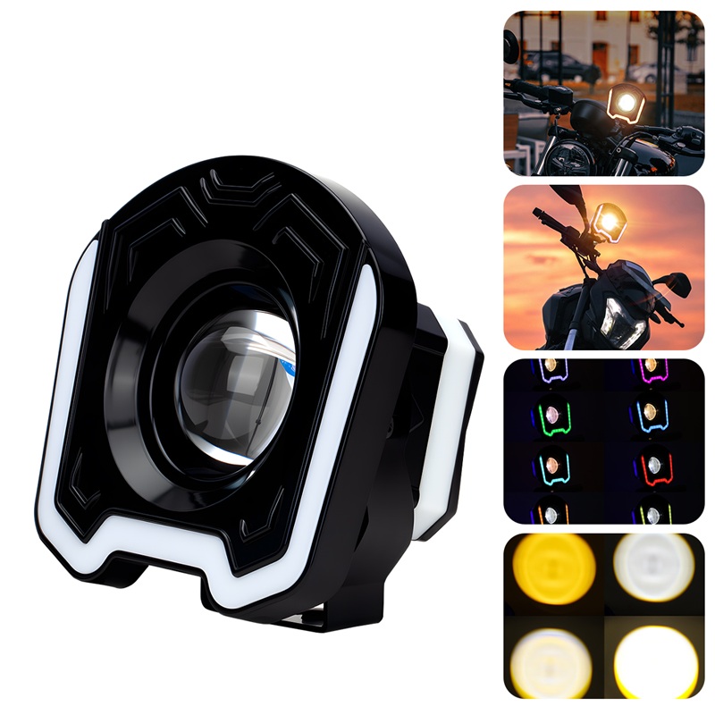 Sos Light Strobe - 4インチオートバイLEDスポットライト白黄色点滅RGB開口レンズ開口オートバイフロントヘッドライト超高輝度スポットライト