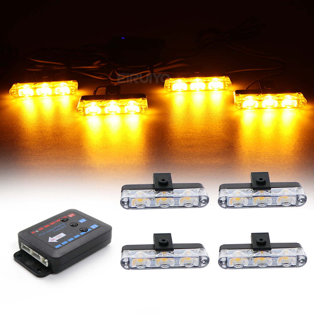 Sos Light Strobe - 4x 3 LED グリル車用 LED ストロボライト