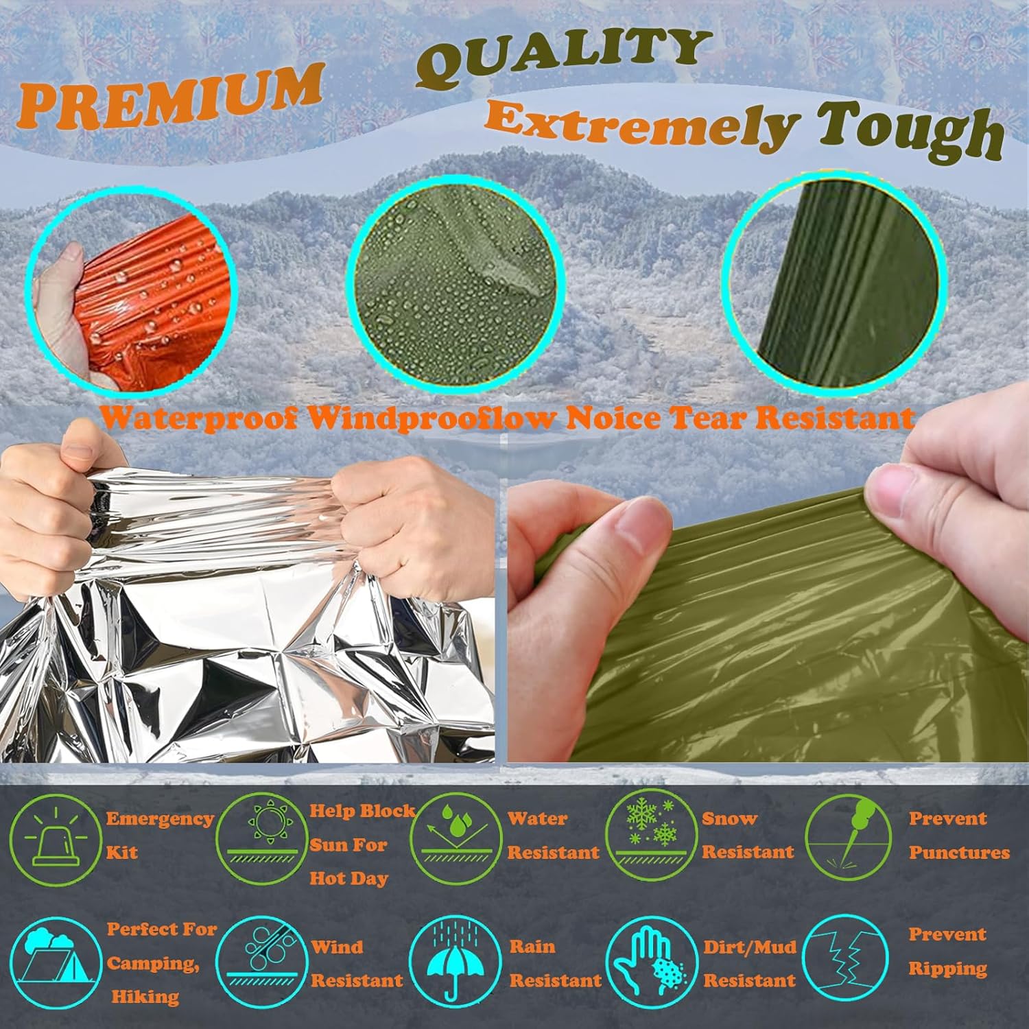 キャンプ用レインコート 防水 サバイバル 緊急 アウトドア  - Survival Blanket Reflective のレビューと価格