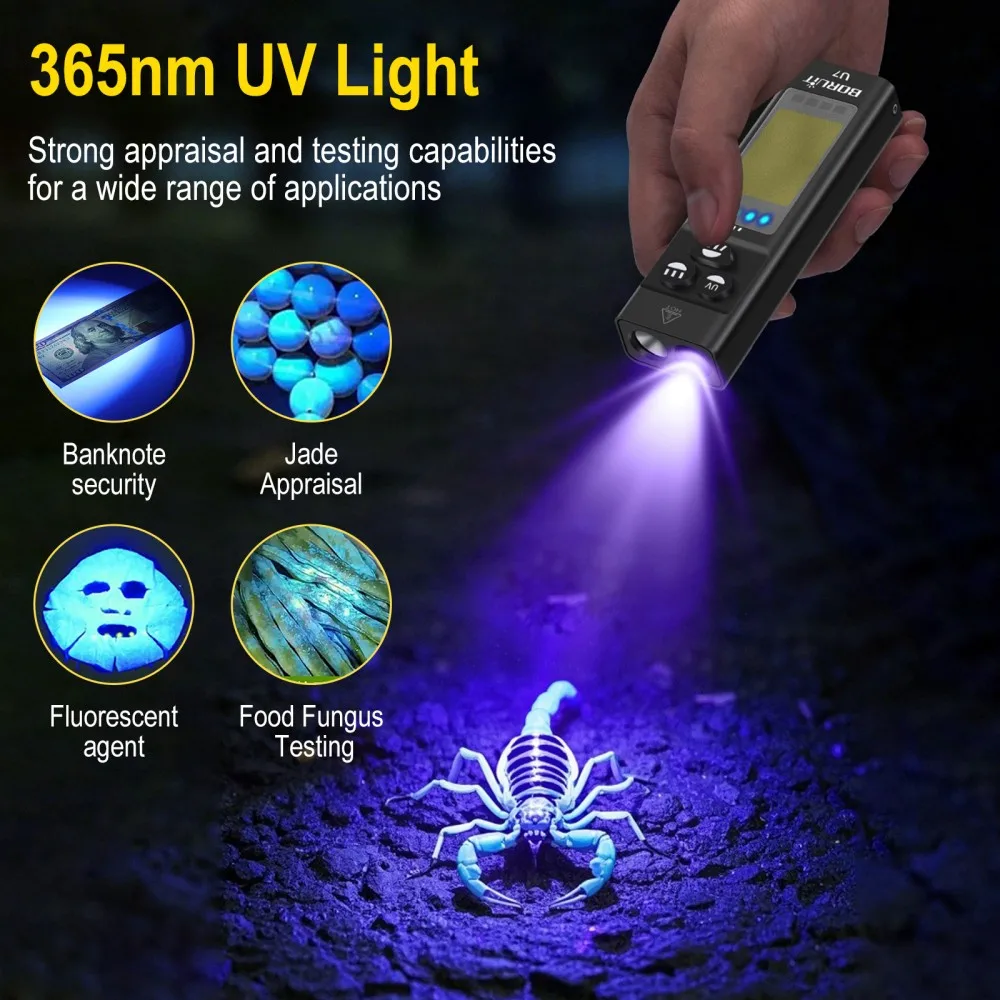 BORUiT U7 UV LED EDC懐中電灯 1100L - Fishing Kit Compact のレビューと価格