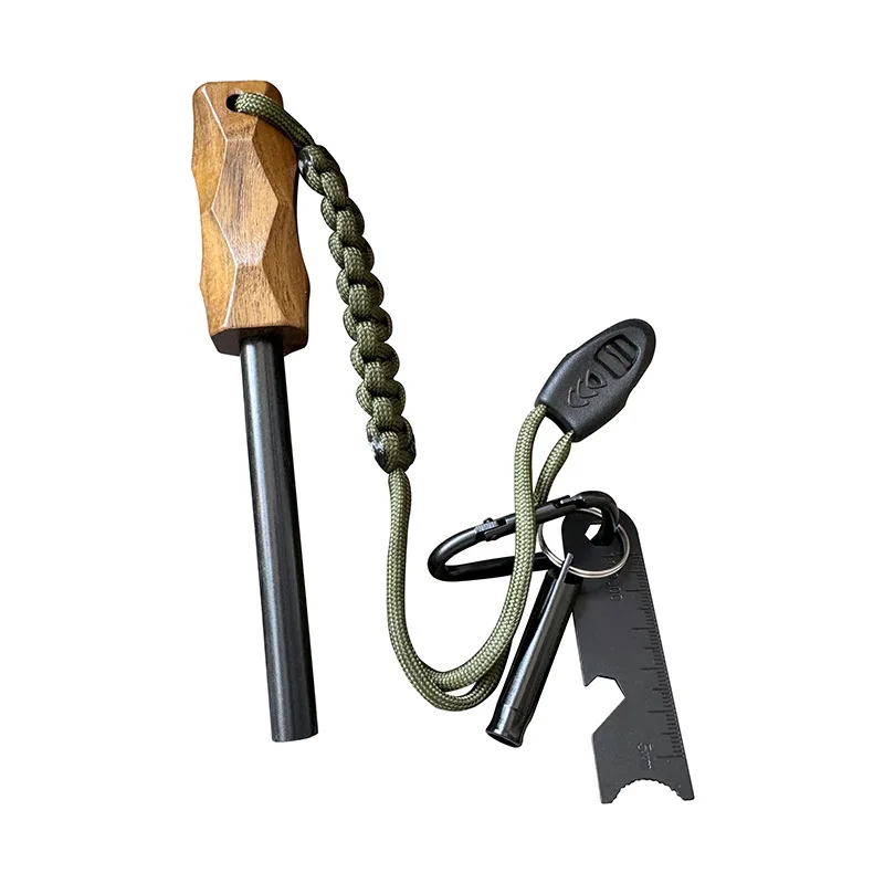 新しい屋外用フリントファイヤースターター、木製ハンドル付きイ - Fire Starting Kit のレビューと価格